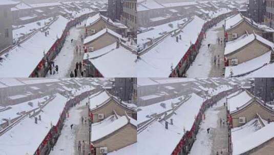 内蒙古呼和浩特大召雪景4k航拍高清在线视频素材下载