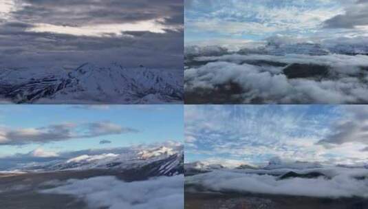 航拍西藏塔尔钦冈仁波齐日出雪山云雾高清在线视频素材下载