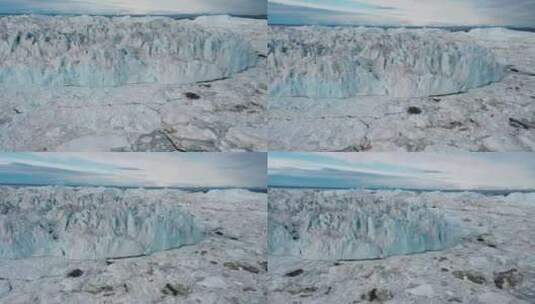 北极航拍被挤压出山丘的冰川高清在线视频素材下载
