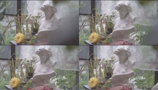 小琴女石膏像雕塑高清在线视频素材下载