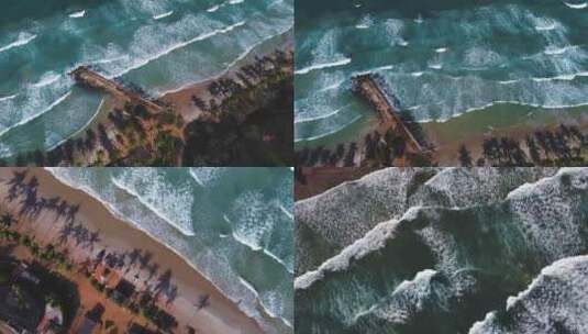 航拍委内瑞拉玛格丽塔岛大海森林海浪海滩高清在线视频素材下载