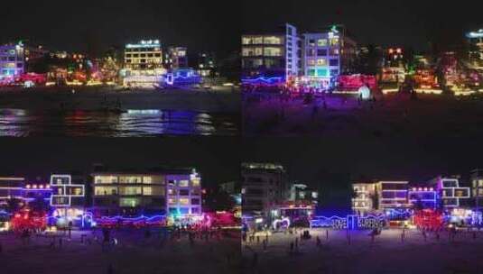 海南后海村夜景航拍高清在线视频素材下载