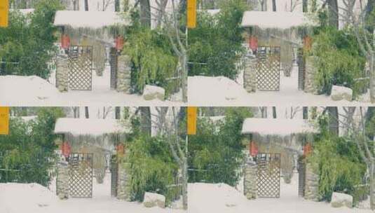 小院雪景高清在线视频素材下载