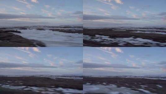 行驶中的汽车夜景，宁静天空下冰岛崎岖的地高清在线视频素材下载