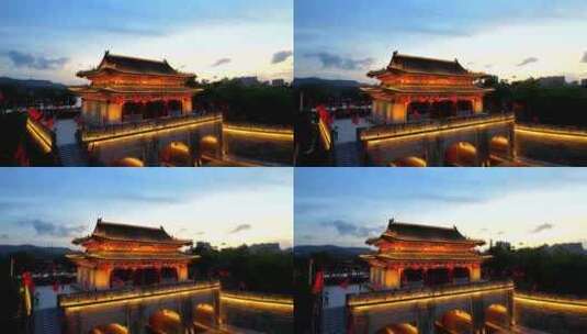 惠州朝京门夜景环绕航拍大景高清在线视频素材下载