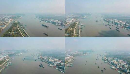 上海黄浦江入海口船只货轮延时摄影超清4K高清在线视频素材下载