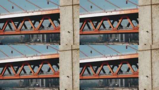 中国重庆市高楼和东水门大桥城市风光高清在线视频素材下载