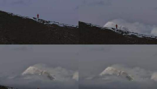 四川甘孜州子梅垭口云海贡嘎雪山高空航拍高清在线视频素材下载