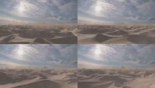 沙漠沙丘与金字塔形状的山脉，空中高清在线视频素材下载