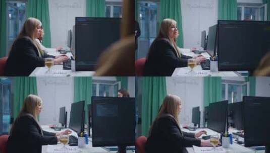 现代办公室的工作日年轻成年女性使用计算机高清在线视频素材下载