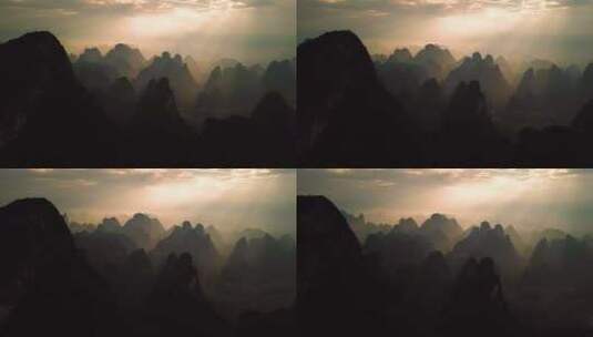 桂林山水丁达尔效应高清在线视频素材下载