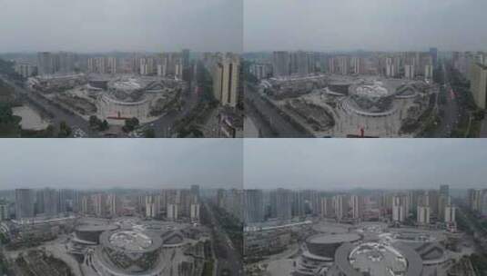 航拍四川遂宁市市民中心高清在线视频素材下载