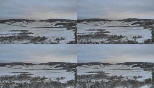 内蒙古乌兰布统大草原冬季航拍高清在线视频素材下载
