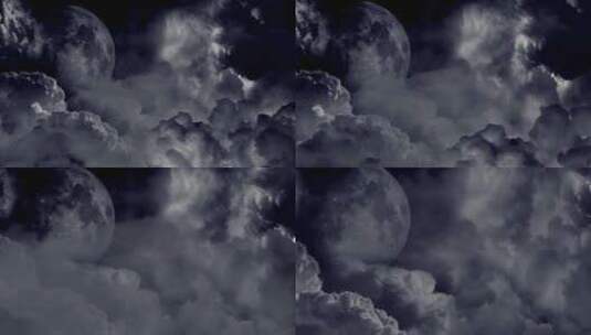 乌云与月亮高清在线视频素材下载