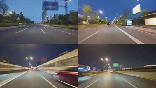 汽车形式在城市高架道路第一视角高清在线视频素材下载