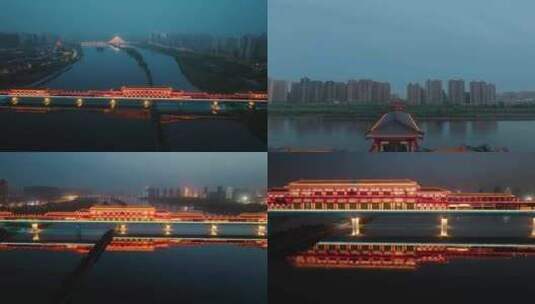 咸阳古渡廊桥高清在线视频素材下载