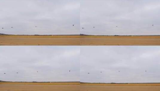 直升机在空中编队高清在线视频素材下载