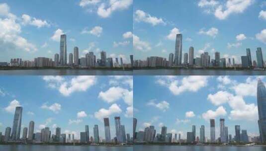深圳湾高楼滨海建筑从左到右摇镜头高清在线视频素材下载