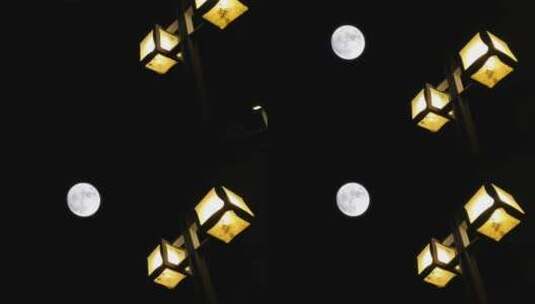 城市夜景月亮03高清在线视频素材下载