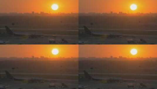 黄昏下的飞机场景观高清在线视频素材下载