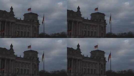 大厦上飘扬的旗帜高清在线视频素材下载
