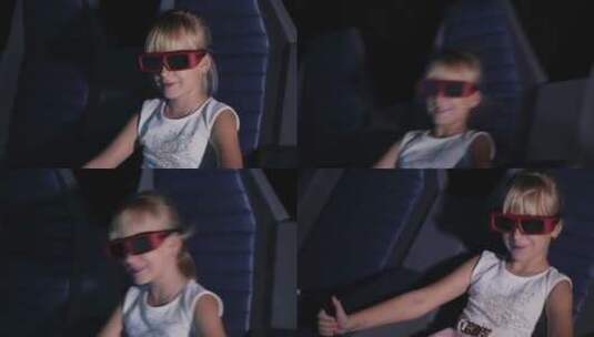 女孩戴着3D眼镜看电影高清在线视频素材下载