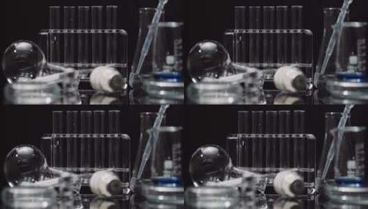 药物测试管和烧瓶特写镜头高清在线视频素材下载