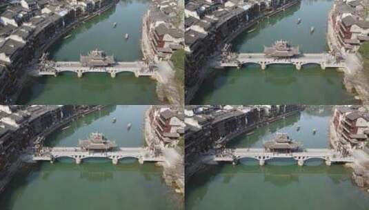 航拍贵州镇远古城祝圣桥舞阳河高清在线视频素材下载