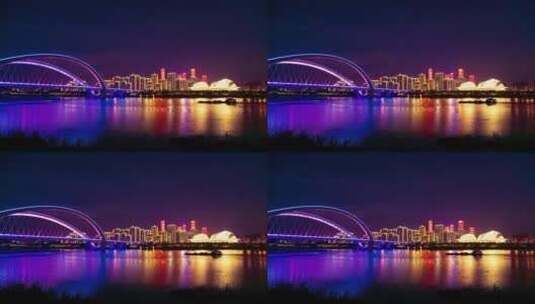 广西南宁五象新区南宁大桥邕江夜景高清在线视频素材下载