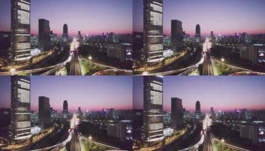 航拍杭州市区道路高清在线视频素材下载