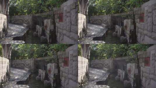 绍兴柯岩景区三聚同源雕塑景点高清在线视频素材下载