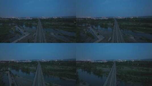 城市航拍桥梁立交高铁铁路大桥跨河高清在线视频素材下载