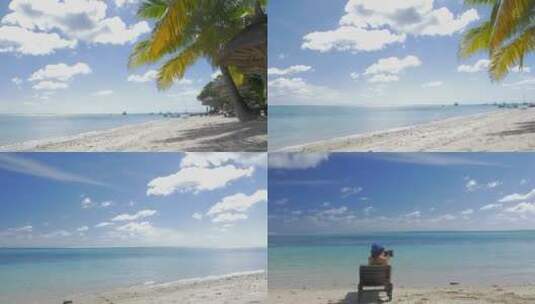 水面平静的热带海滩高清在线视频素材下载