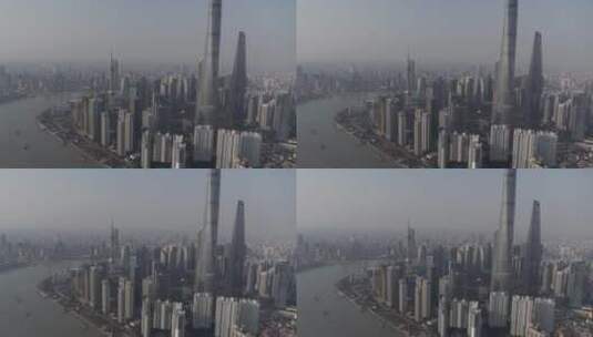 上海金融中心CBD近距离航拍高清在线视频素材下载
