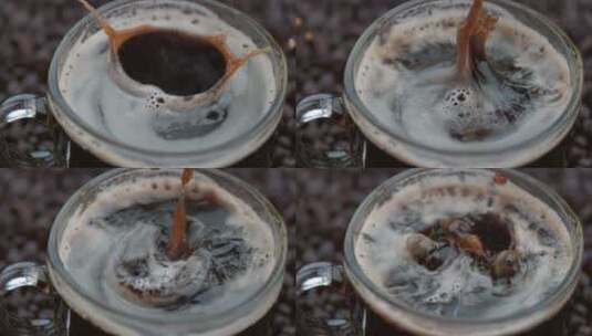 咖啡加入方糖的慢镜头高清在线视频素材下载