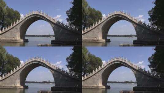 北京颐和园西堤玉带桥特写高清在线视频素材下载