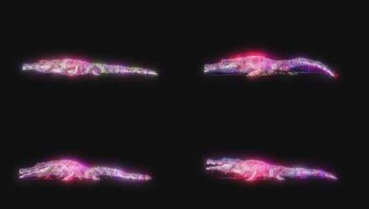 4K带通道赛博朋克元宇宙元素3D鳄鱼高清在线视频素材下载
