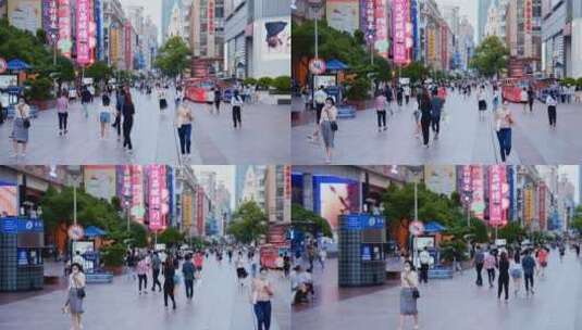 南京路步行街街景高清在线视频素材下载