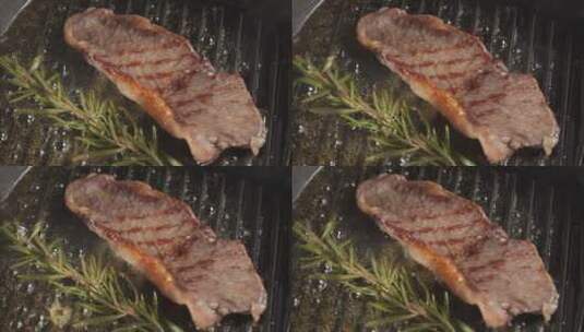 煎牛排煎牛肉西冷牛排西餐料理高清在线视频素材下载