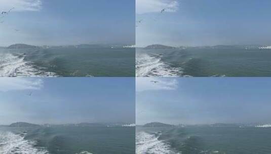山东蓬莱港口，乘船出海海上游览风光大好高清在线视频素材下载