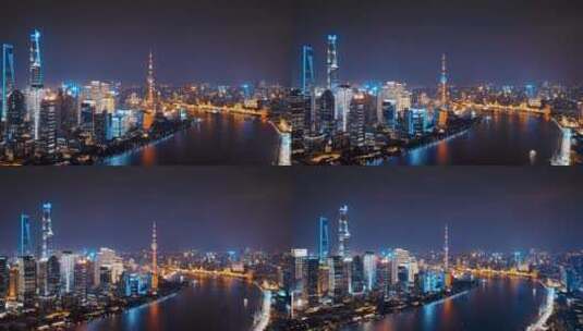 上海日转夜环绕延时航拍高清在线视频素材下载
