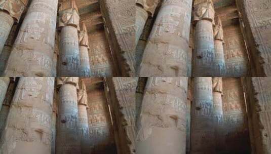 丹达拉神庙的石柱大厅高清在线视频素材下载