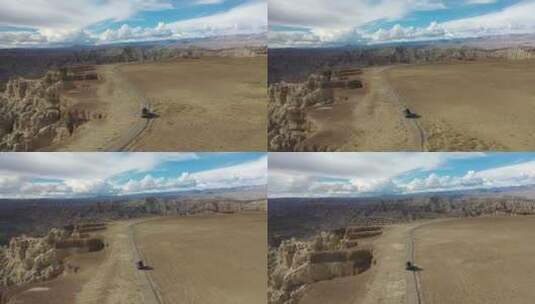 西藏阿里扎达玛朗大峡谷汽车越野自驾高清在线视频素材下载