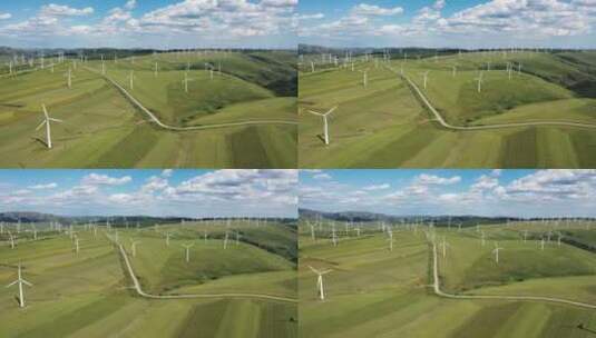 航拍新能源风力发电场高清在线视频素材下载