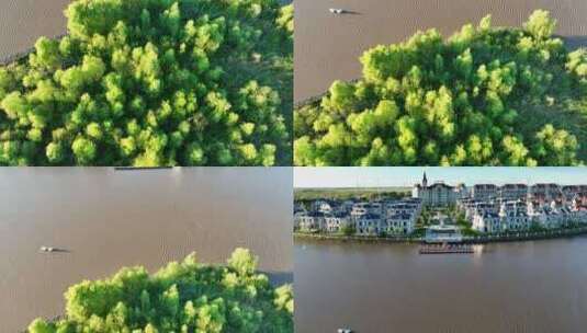 绿树环抱的湖畔家园高清在线视频素材下载