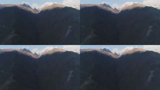 川西航拍风景高山峡谷雪山顶高清在线视频素材下载