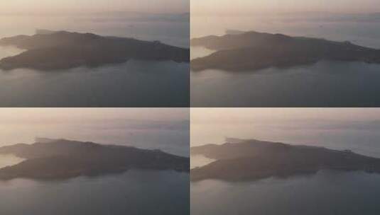 航拍秋季清晨的威海刘公岛高清在线视频素材下载