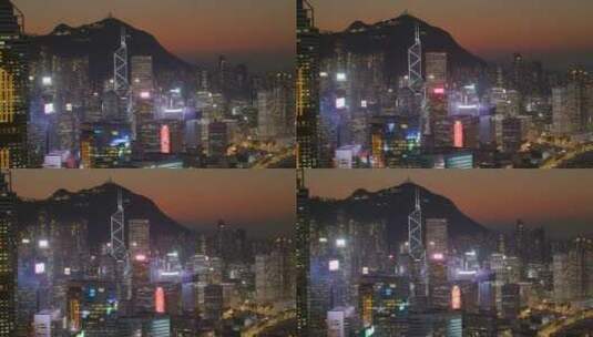 香港航拍城市夜景大景高清在线视频素材下载