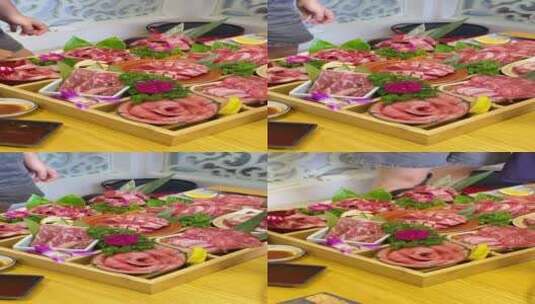 日式烤肉九宫格烤肉高清在线视频素材下载