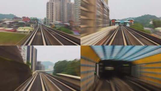 地铁在轨道的视角高清在线视频素材下载